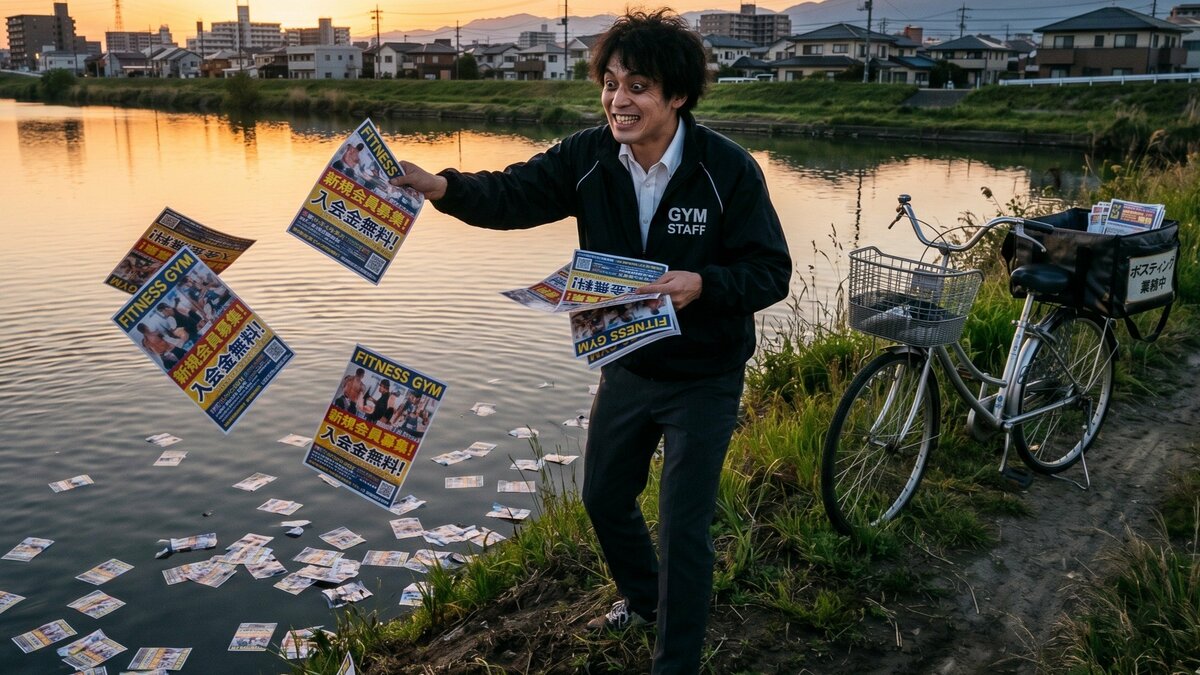 ポスティングと言って向かう先は土手だった。チラシは川に流して、2