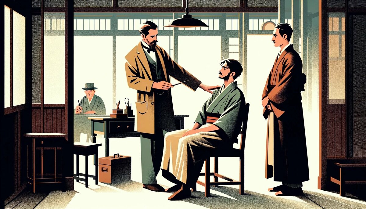 初めて見る西洋医術に興味津々。尊大な態度の役人も、診察を終えるころにはすっかり尊敬のまなざしに｜ゴールドライフオンライン